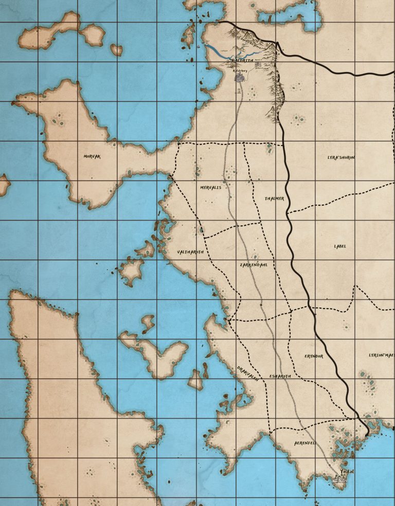 Carte du royaume d'Ardelann et de ses dix régions